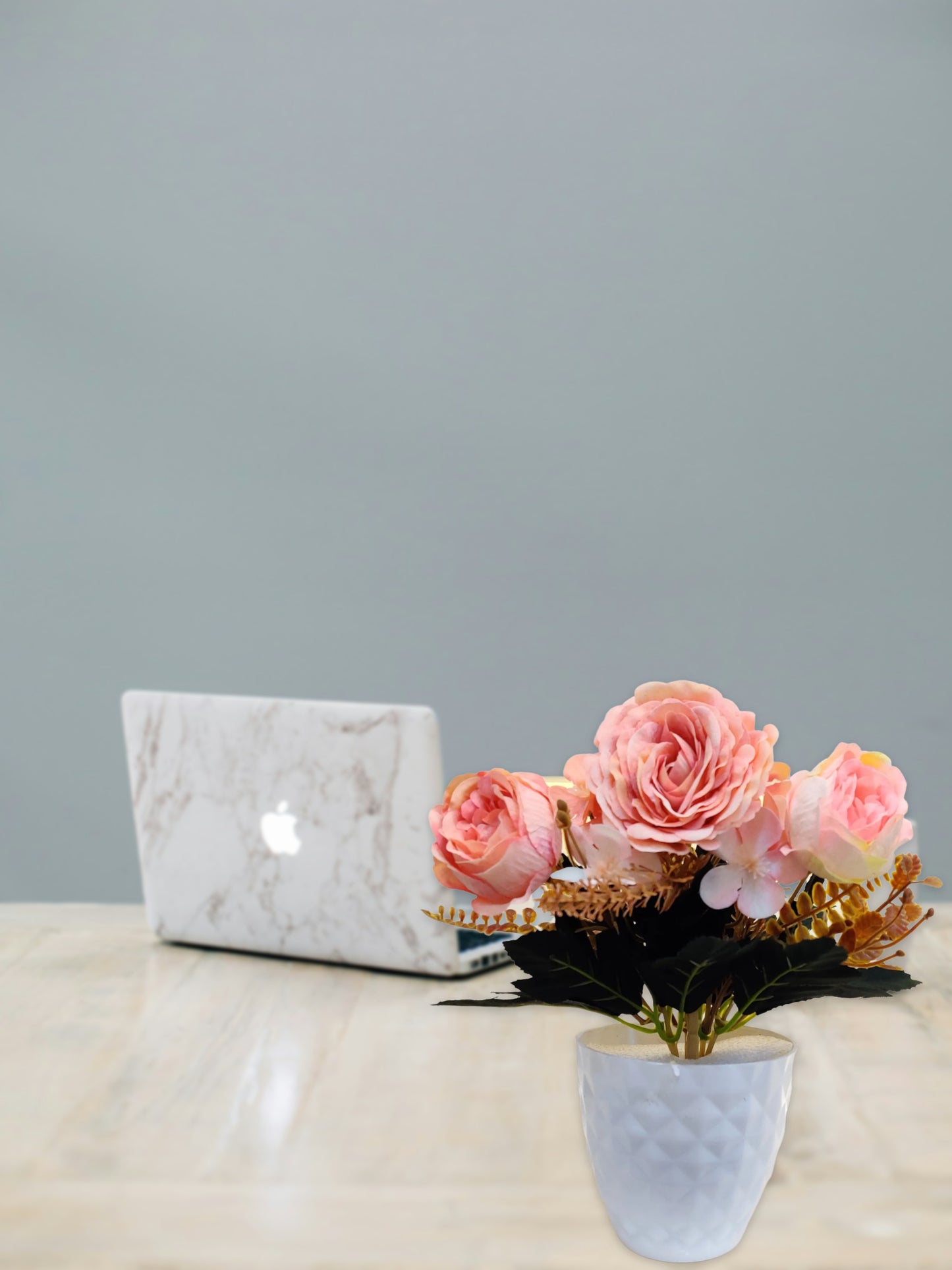 Artificial Rose Flower With Pot, Decorative showpiece
