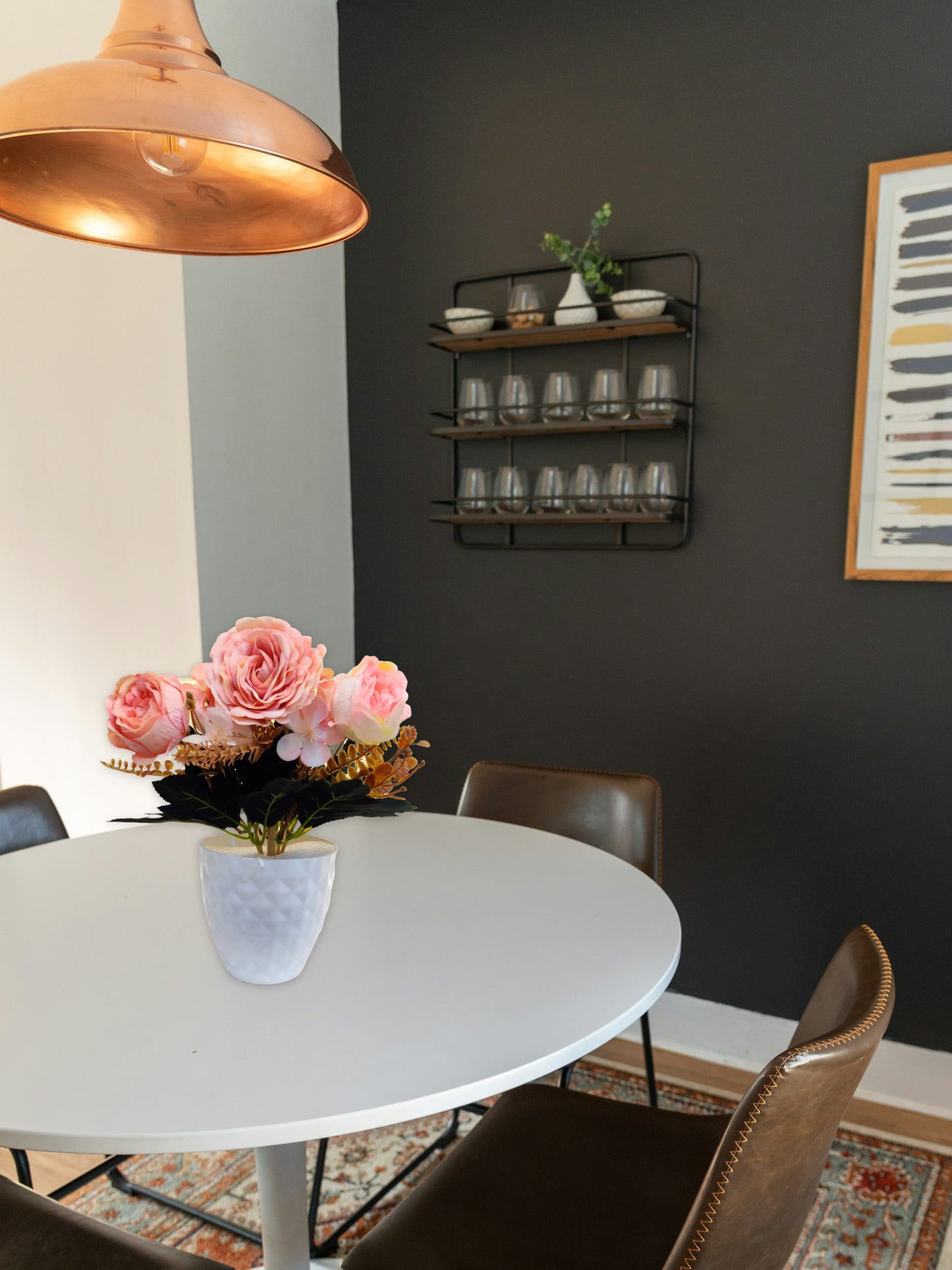 Artificial Rose Flower With Pot, Decorative showpiece