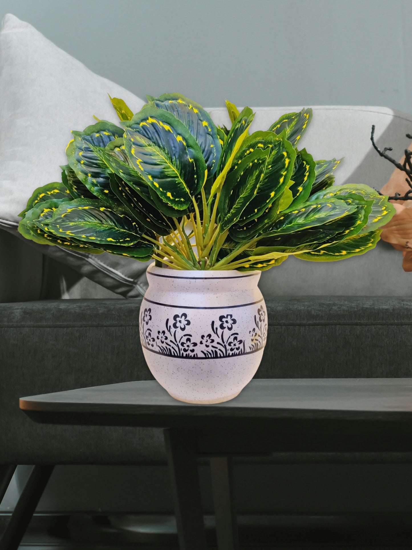ARTSY Artificial plants for home decor, plant leaves bunch for pot/vase, home/office decor, gift, craft, artificial flowers, without vase, combo, pack 1 piece, 40 cm height, yellow mix