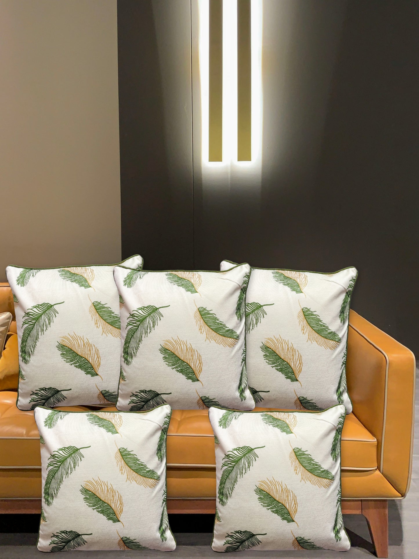 ARTSY® Green and White Cushion Cover Set - Pack of 5