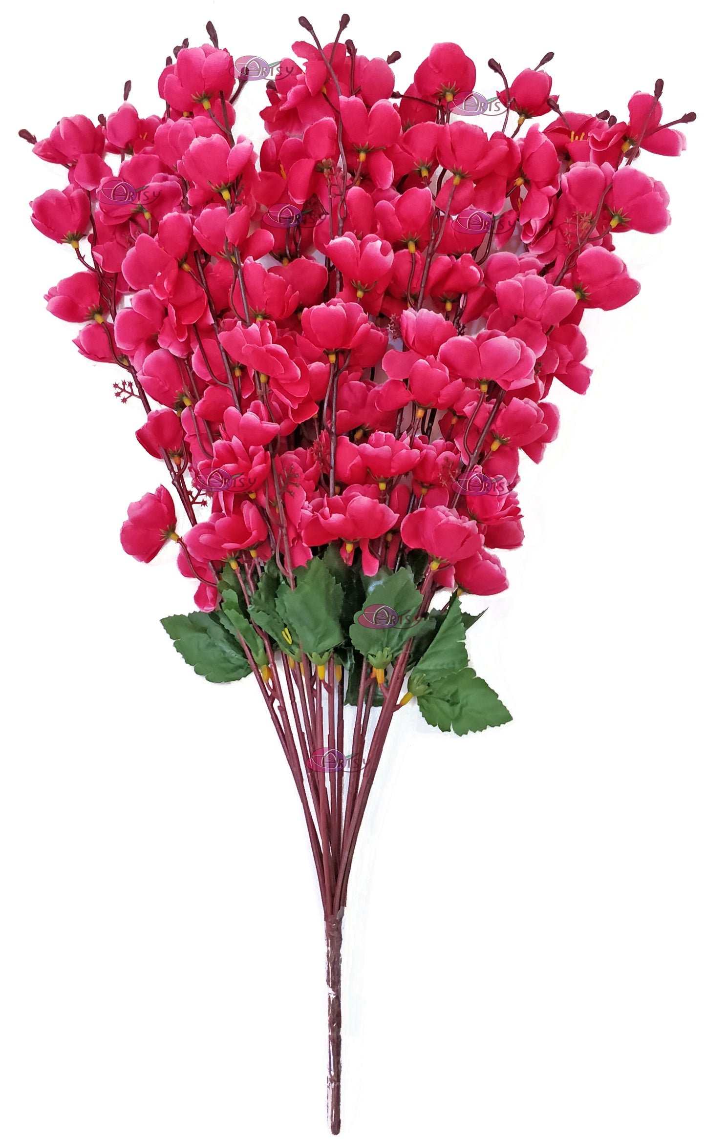 ARTSY® Artificial Flowers For Home Decoration Cherry Blossom Flower Bunch , Office Decor, Without VASE, Combo ( Pink , Pack of 2 Pieces)