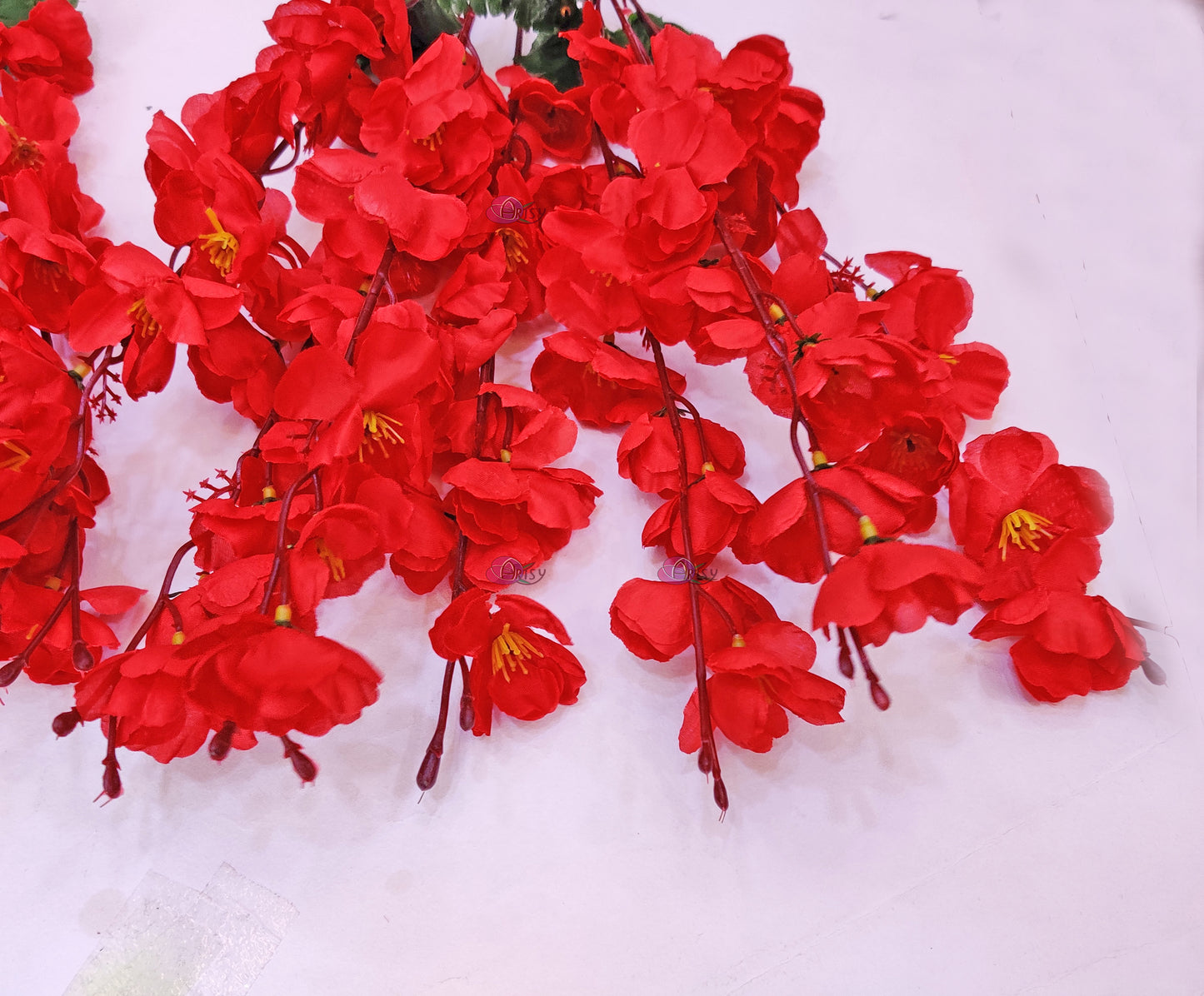 ARTSY® Artificial Flowers Home Decoration Cherry Blossom Flower Bunch, For Vase Office Decor | Without vase | Combo Red, Pack of 2 pieces
