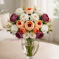 ARTSY Artificial Peony & Rose Flower Bunch Set for Home Decoration | Realistic Faux Floral Arrangement | Wedding, Living Room, Office & Table Decor | Pack of 2
