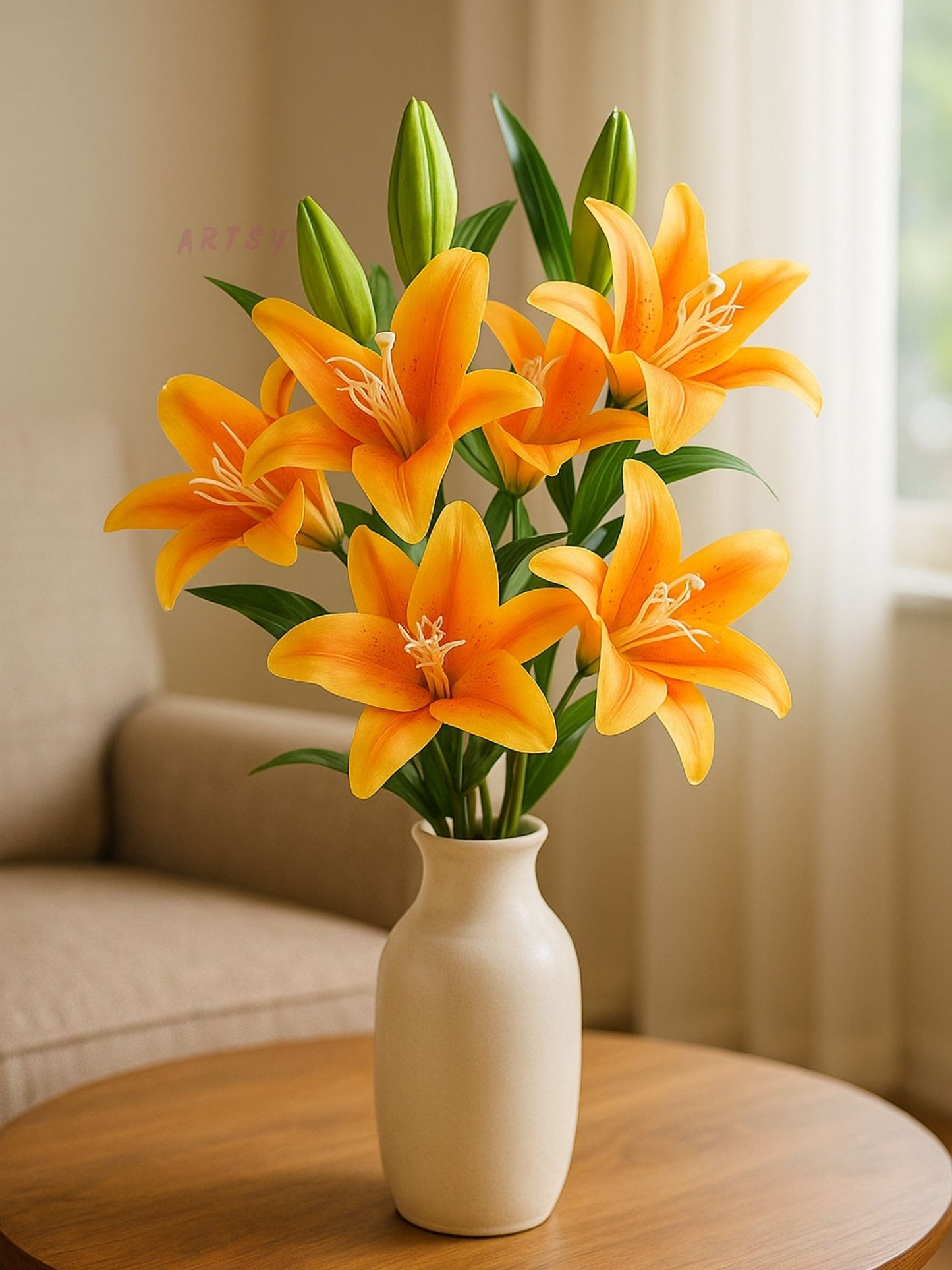 ARTSY Premium Artificial Lily Flower Stem | Faux Floral