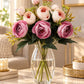 ARTSY Artificial Rose Flower Bunch – Realistic Pink & Peach Rose Bouquet, 1 Piece for Home Decor, Wedding & Gifting