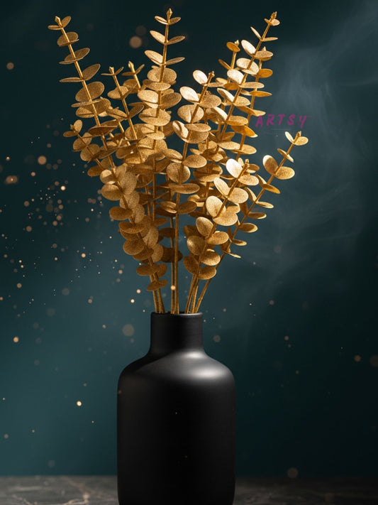 ARTSY® Artificial Golden Eucalyptus Gingko Flower Bunch - 1 Piece Pack