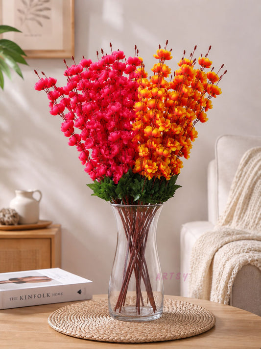 Artificial Decorative Flower Bunch for Vase Styling | Premium Floral Home Accent, Pack of 2