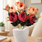 Luxury Dual Tone Artificial Flower Pot with Designer White Vase | Premium Home Decor (Pack of 1)