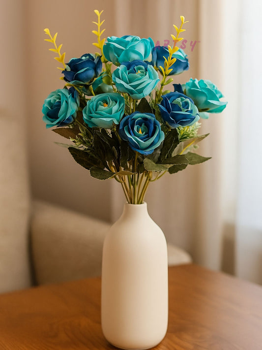 Elegant Artificial Rose Flower Bunch – Pack of 1, Blue