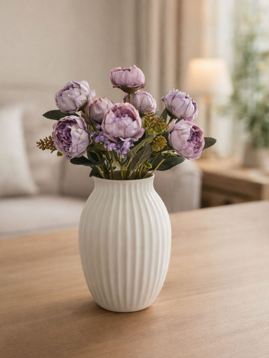 ARTSY Artificial Pink Peony Flower Bunch with Greenery, Faux Flowers for Home & Table Decor