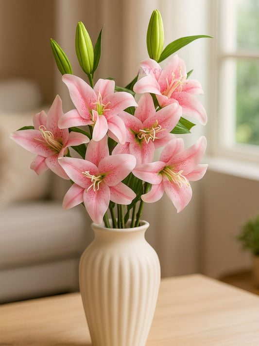 ARTSY® Artificial Pink Lily Flower Stem – Realistic Faux Lily Bloom for Vase Decoration, Home Décor, Wedding Centerpieces, Living Room Styling & Floral Arrangements