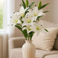 ARTSY Artificial White Lily Flower Stick for Vase Decoration & Home Décor