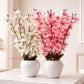 Artificial Cherry Blossom Flower Pot – Premium Luxury Home Décor Table Accent, Pack of 2 Pieces