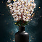 Elegant White Artificial Cherry Blossom Flower Bunch - Lifelike Pack of 1 Piece for Timeless Beauty, Without Vase, 55 Cm Long
