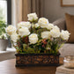 Elegant Artificial Flowers in Decorative Pot: Lifelike Beauty for Any Space