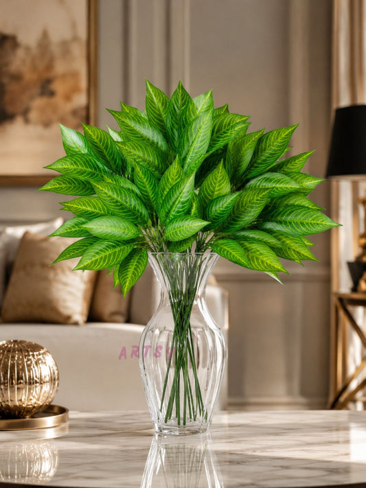 ARTSY Artificial Green Leaf Plant Bunch for Home Decor, Pack of 2