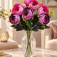 ARTSY Artificial Rose Flower Bunch – Pink & Purple Realistic Faux Flowers for Home Décor, Wedding & Gifting