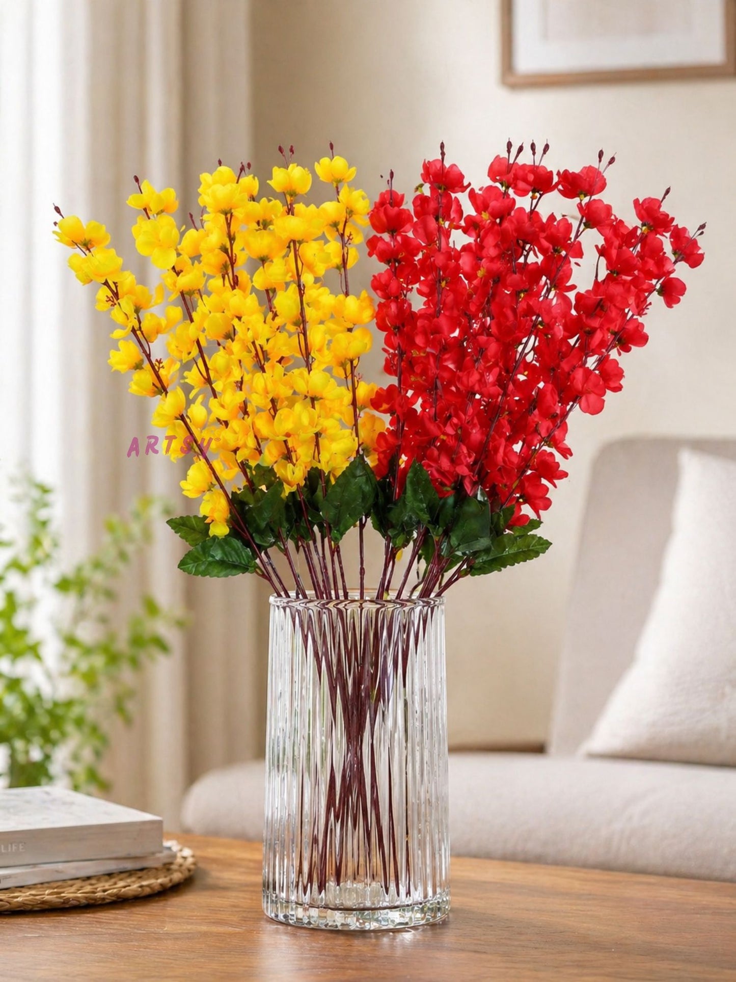 Premium Artificial Blossom Flower Stems for Home Decor (Pack of 2)