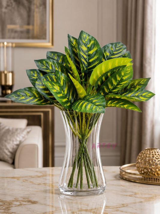 ARTSY Artificial Plant Bunch for Home Decor | Realistic Faux Leaves Arrangement for Living Room, Office & Table Decoration