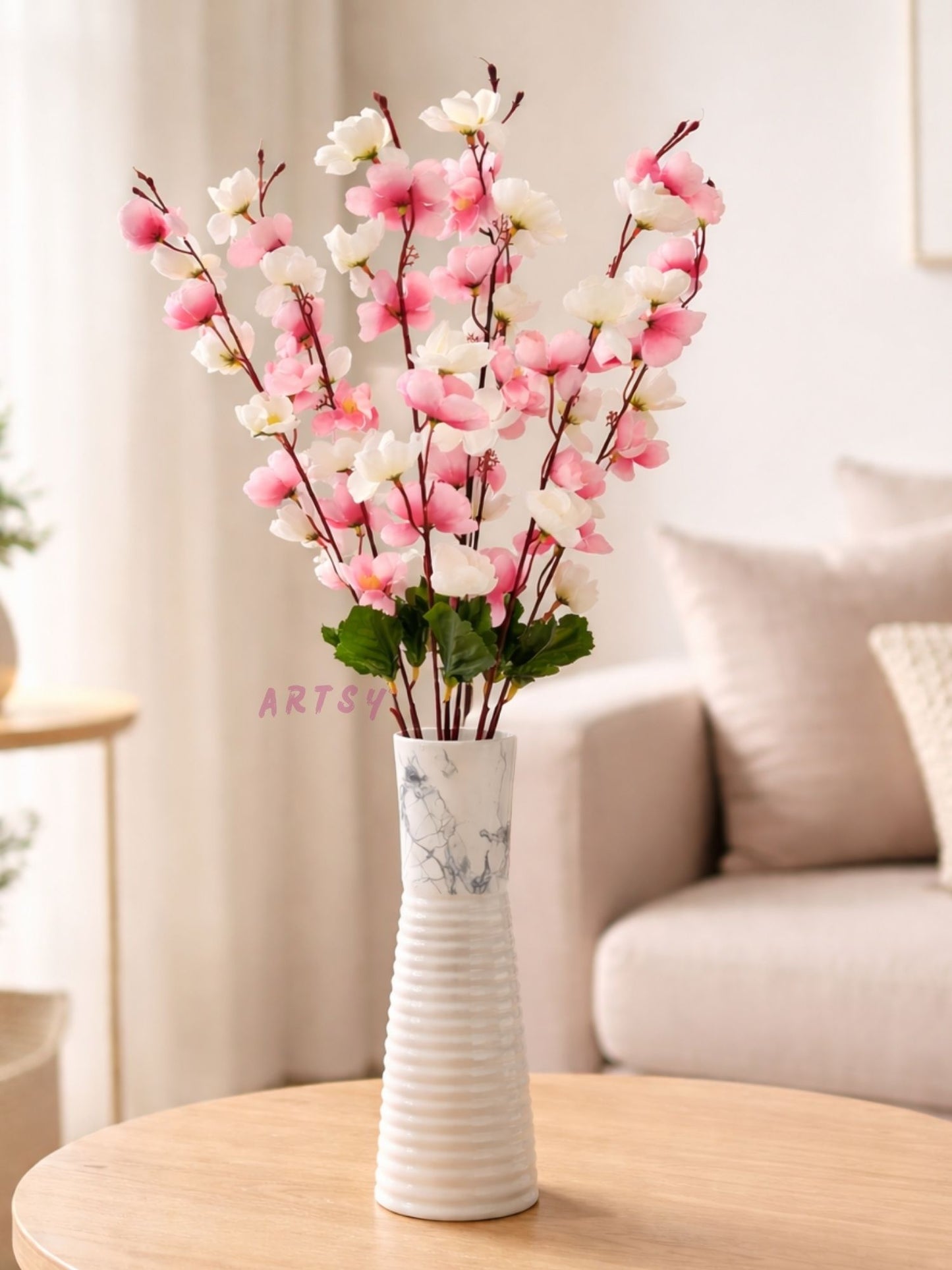 Artificial Cherry Blossom Flower Bunch, Multi – Pack of 1 Piece,