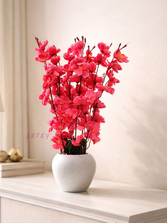 Luxury Artificial Pink Blossom Floral Arrangement with Decorative Vase – Elegant Home Decor Accent, Pack of 1