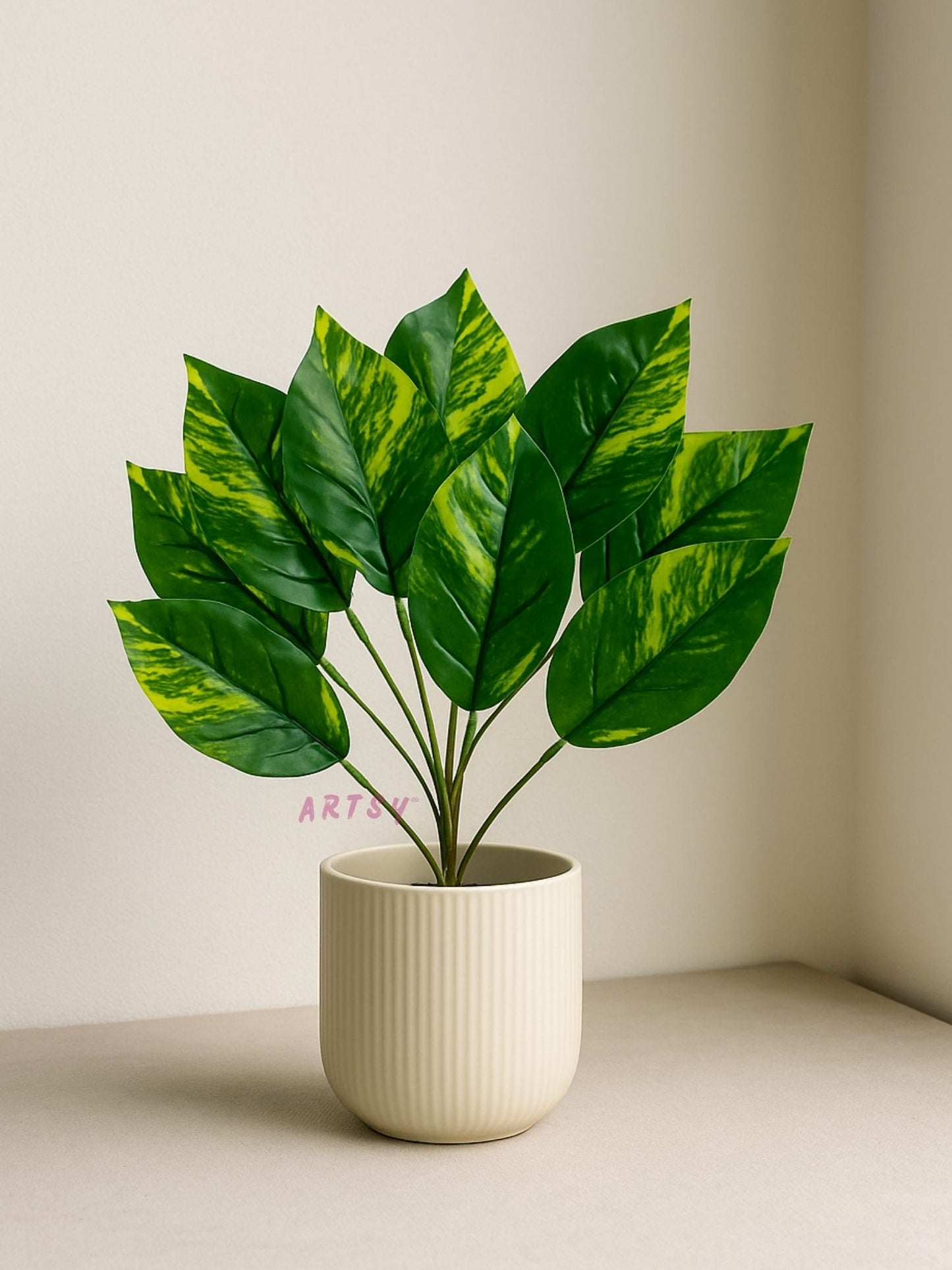 ARTSY Premium Artificial Green Leaf Bunch for Home & Office Decor