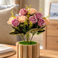 Luxury Artificial Rose Bouquet with Rustic Wooden Planter for Home Decor, Pack of 1