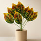 ARTSY Artificial Croton Leaf Bunch for Home Decor | Realistic Tropical Faux Plant for Living Room, Office & Vase Decoration (Pack of 1)