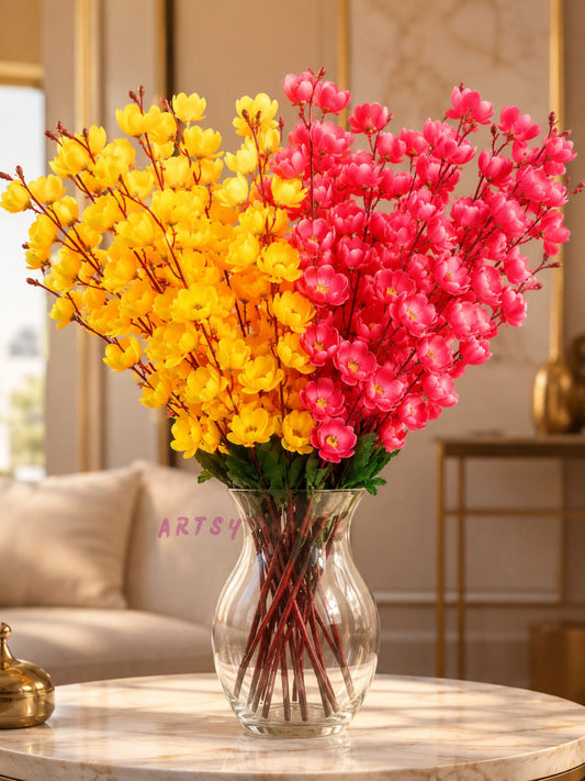 Designer Artificial Floral Bouquet – Luxury Decorative Blossom Arrangement for Living Room, Pack of 2