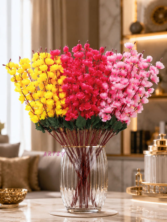 Artificial Blossom Flower Bunch Set of 3 for Home Decor | Premium Decorative Artificial Flowers