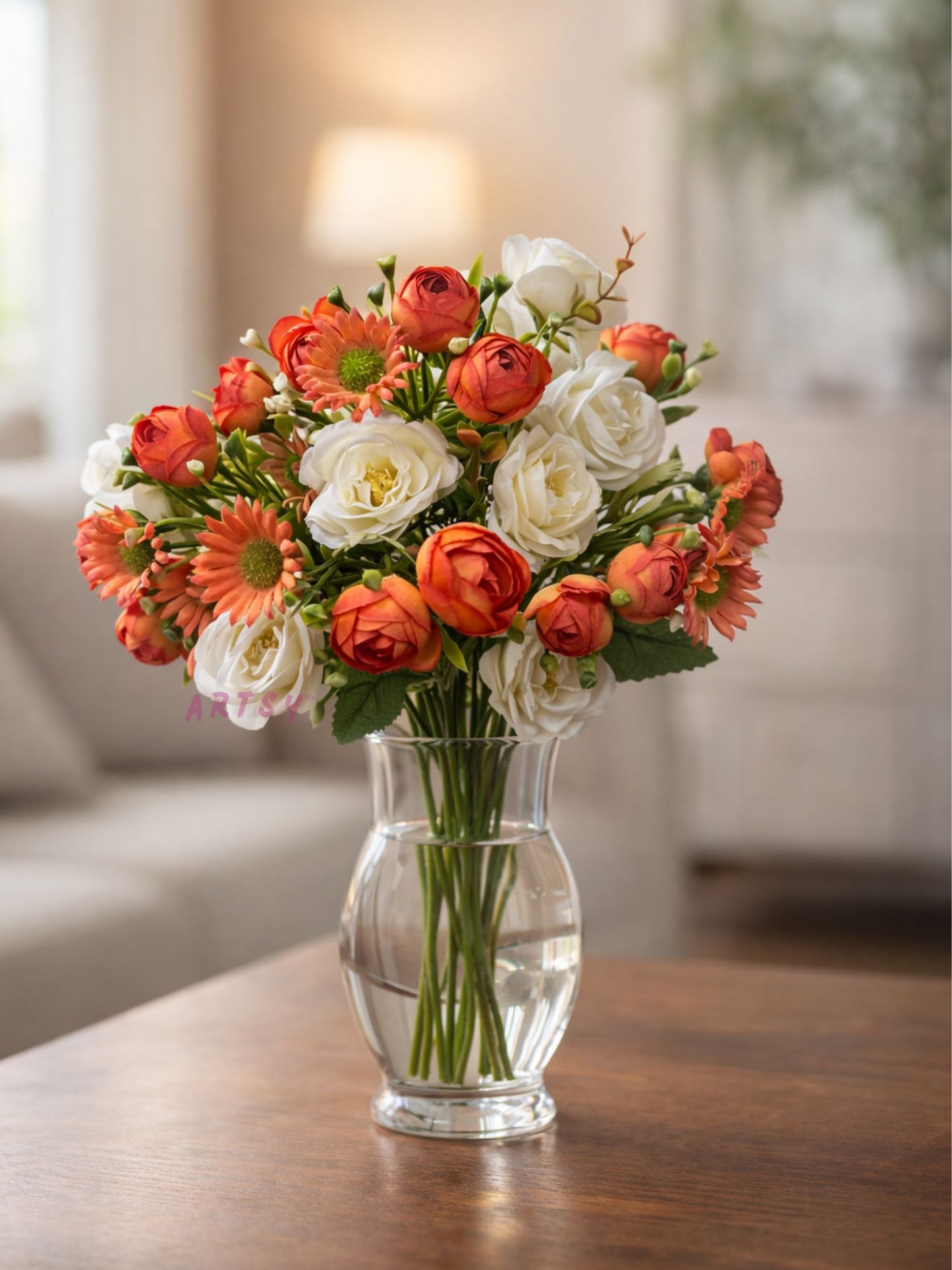 ARTSY Artificial Flower Bunch Pack of 2 | Realistic Faux Flowers for Home Decoration, Living Room, Office, Wedding & Vase Arrangements