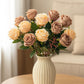 Golden Opulence: Lifelike Artificial Golden Rose - Eternal Gilded Beauty, Artificial rose flower bunches for vase, home decor, Combo Pack of 2 Pieces, Without Vase