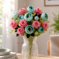 ARTSY Artificial Rose & Peony Flower Bunch Combo Pack of 2 | Realistic Faux Flowers for Home Decoration