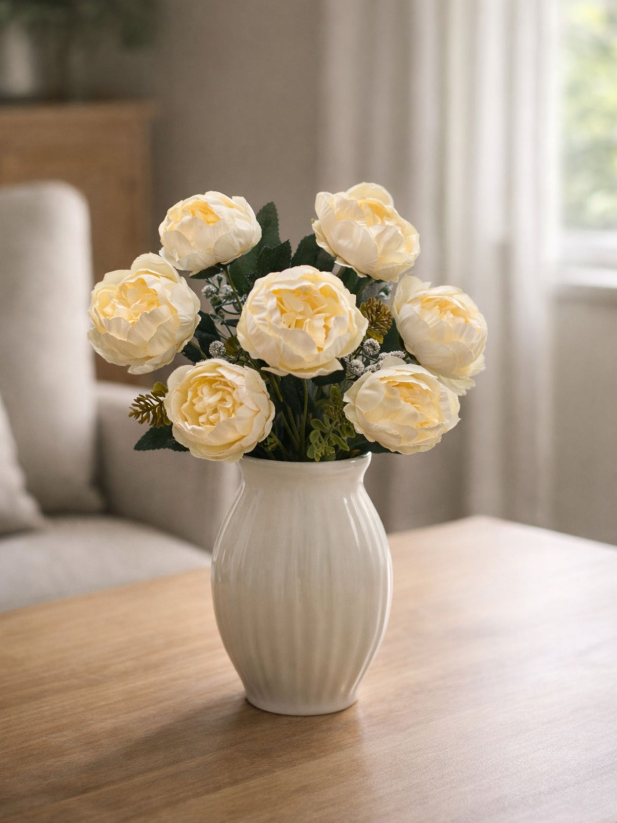 ARTSY Artificial Flower Bunch with Realistic Ranunculus Blooms & Greenery, 35 cm