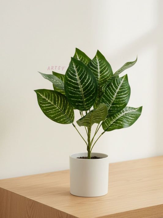 ARTSY Premium Artificial Green Leaf Bunch for Home Decor | Realistic Decorative Plant Stem (Pack of 1)