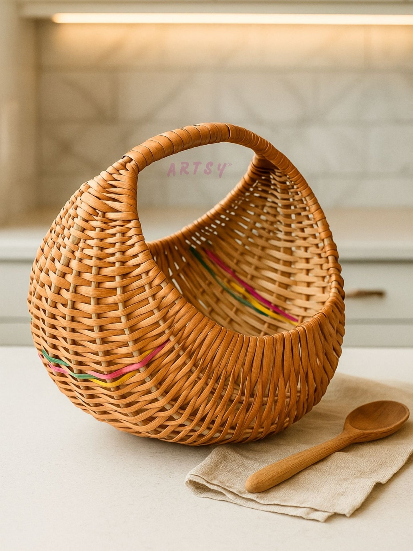 ARTSY Handmade Wicker Style Basket – Premium Decorative Storage Basket for Home & Table Décor