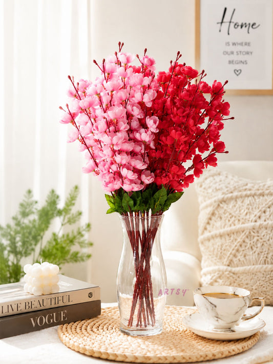 Artificial Flowers Cherry Blossom Flower Bunch | Without Vase Pack of 2