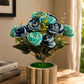 Luxury Artificial Rose Flower Pot – Premium Teal & Navy Floral Home Decor Arrangement, Pack of 1