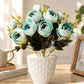 ARTSY® Artificial flowers with pot for Home decoration, table top, office decor, peony flowers, craft, gift, 35 cm height, Green, Pack of 1 Piece