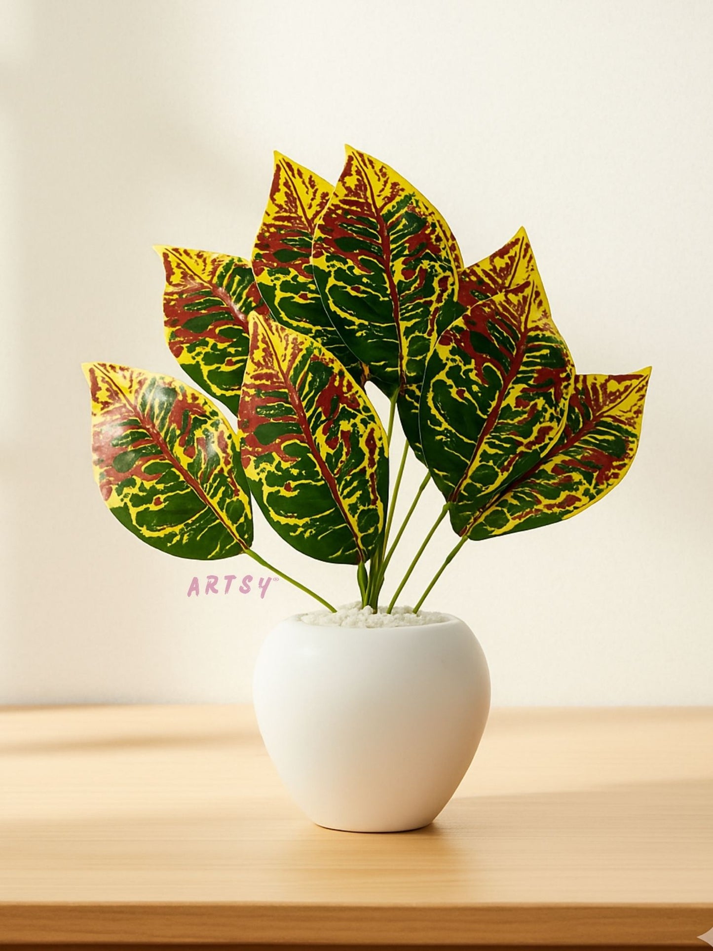 Artificial Croton Plant With Pot for Home & Office, Pack of 1