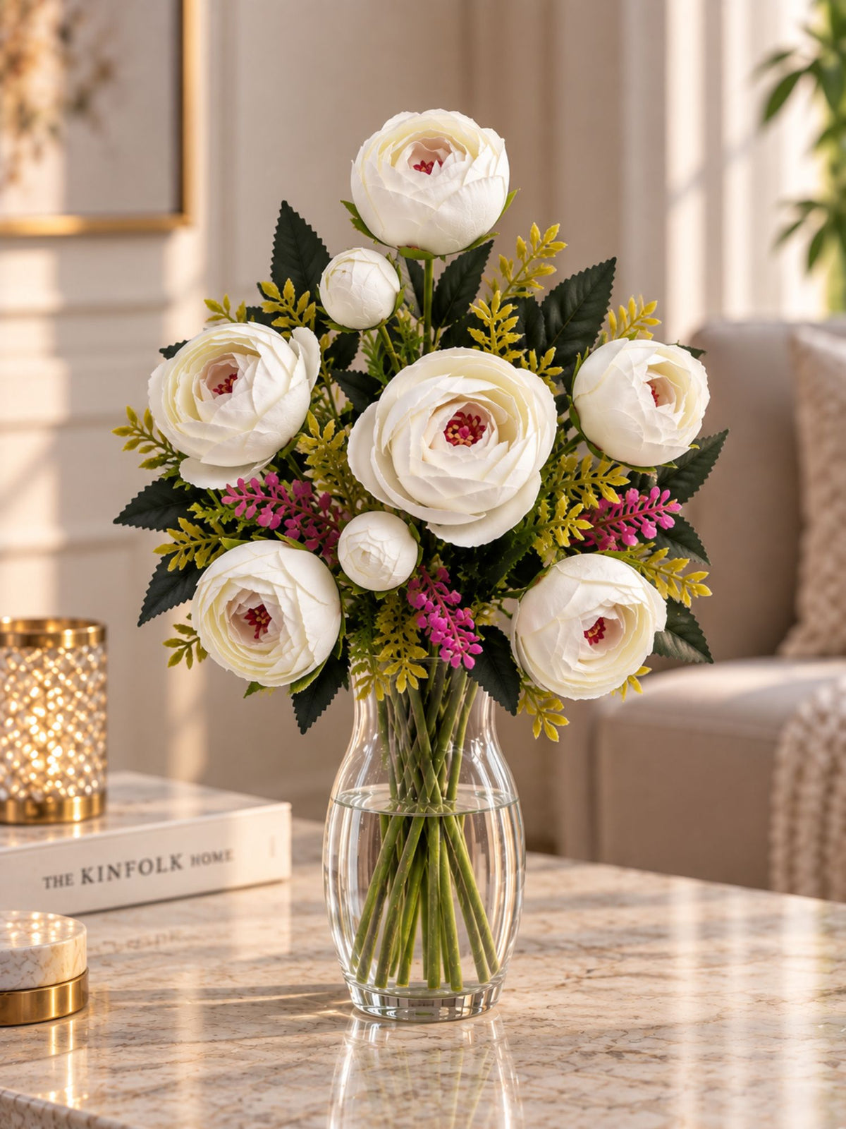 Artificial Ranunculus Flower Bunch - White | ARTSY
