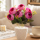 Artificial Purple Rose Flower Pot for Home Decor | Elegant Tabletop Floral Arrangement (Pack of 1)
