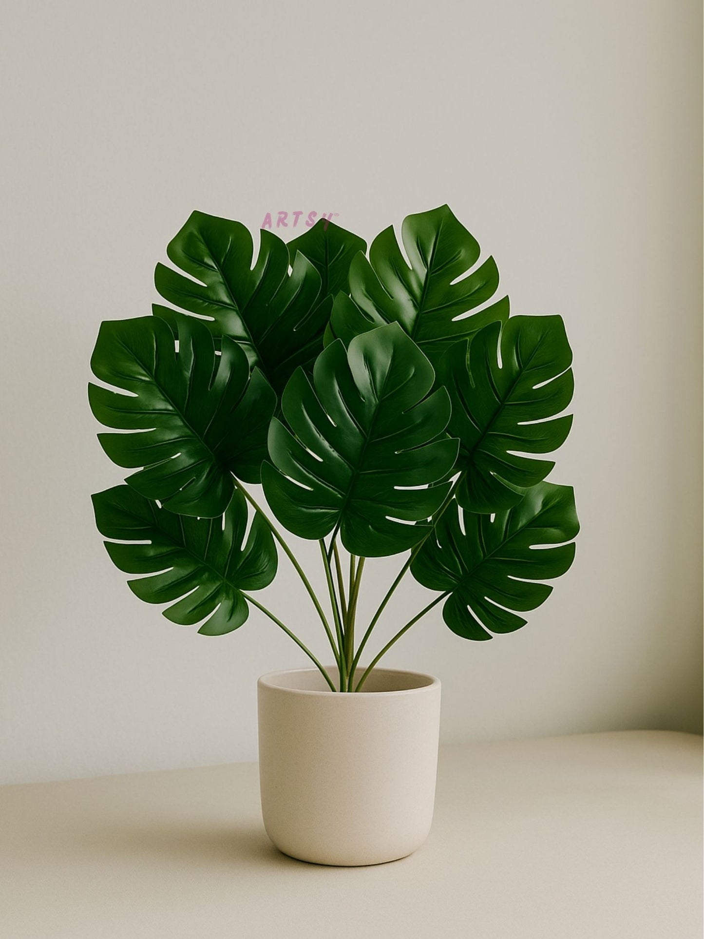 ARTSY Artificial Monstera Leaf Bunch | Realistic Tropical Artificial Plant for Home & Office Decor