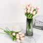 ARTSY® Artificial Tulip Flowers Bunch – Set of 5 Faux Flower Stems | Ideal for Living Room, Centerpiece, Gifting, craft, Real Touch Flower Bunch for Vase Decor, Home Styling, Events, Babypink