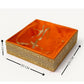20x20 cm Orange Decorative Gift Tray with Net Cover and Golden Lace Design