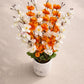 ArtsyDecor Premium Orange & White Artificial Blossom Stem for Home Décor | Realistic Flexible Floral Branch (55 CM, Pack of 1)