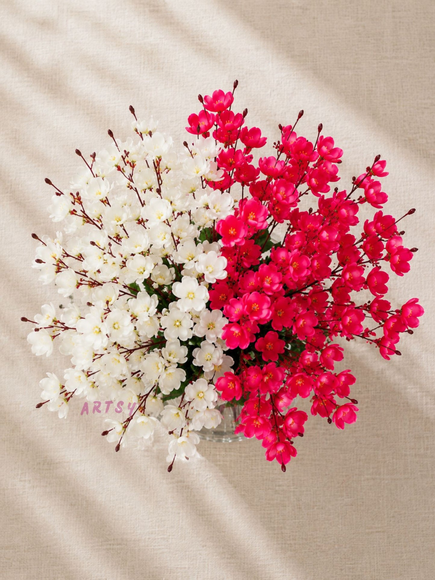 Decorative Artificial Cherry Blossom Flower Bunches – Pack of 2
