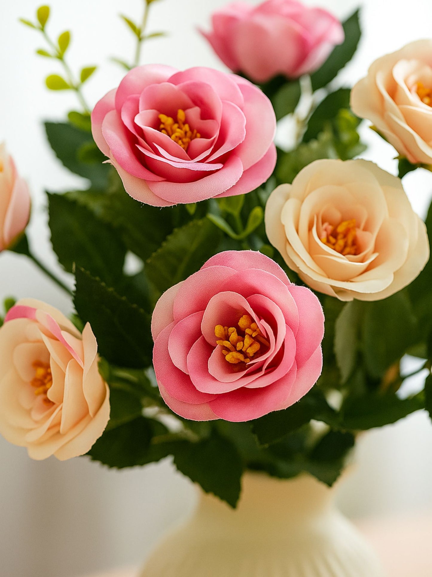 Artificial Rose Flower Bunch (Pack of 2) – Silk Faux Roses for Home, Wedding & Table Décor, Pink