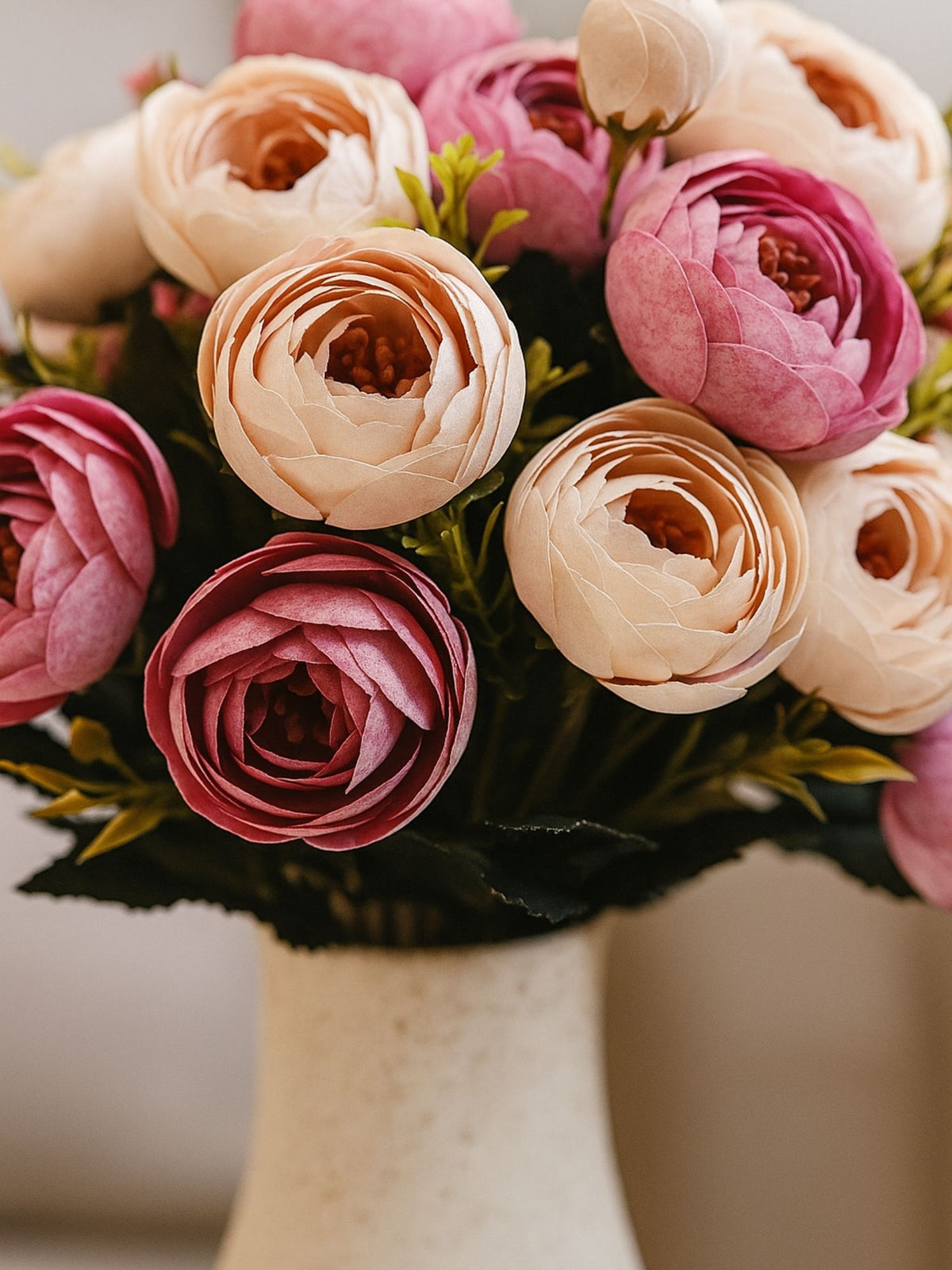 ARTSY Artificial Rose Flower Bunches – Pack of 2 | Realistic Pink & Peach Faux Flowers for Home Decor, Gifting & Wedding Decoration