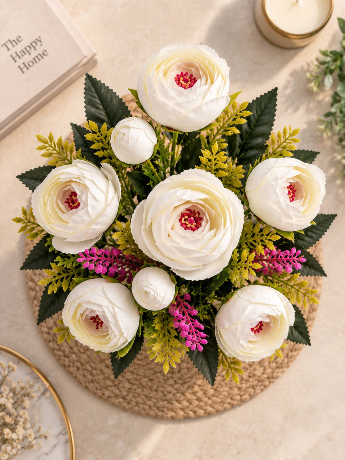 Artificial Ranunculus Flower Bunch - White | ARTSY